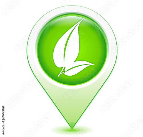 végétal sur marqueur géolocalisation vert