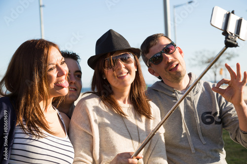 Young people making a selfie