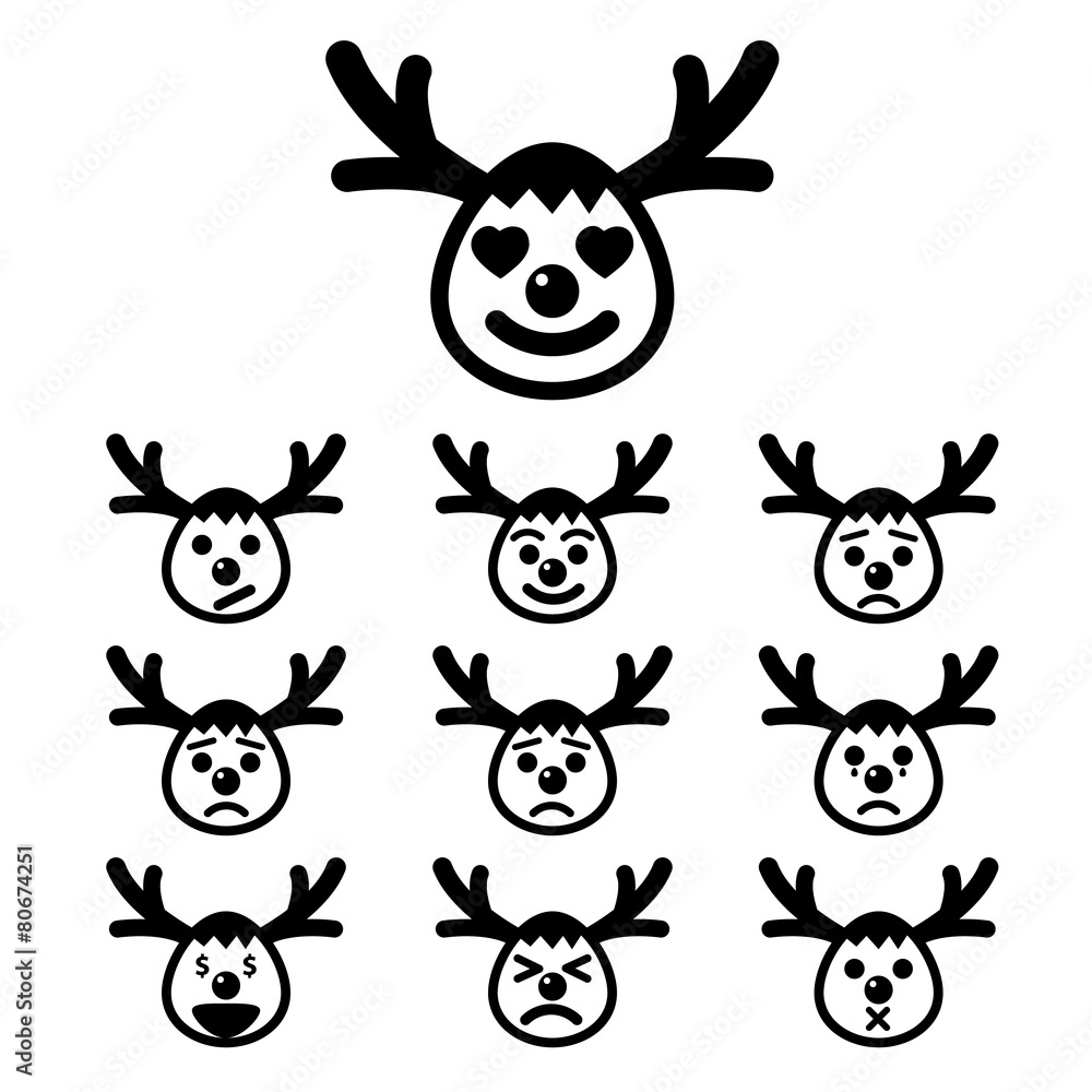 Obraz premium Set of deep icon emotions face, vector illustration