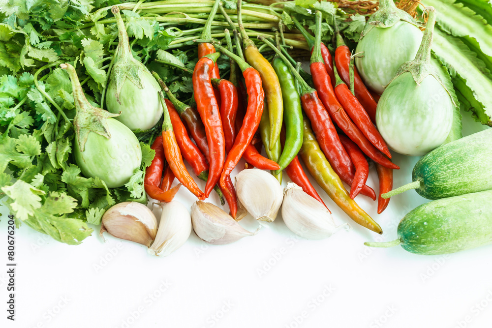 Fototapeta fresh vegetables on a white background