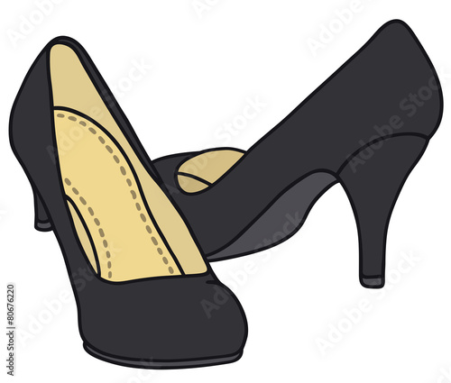 Hand drawing of a classic black pumps