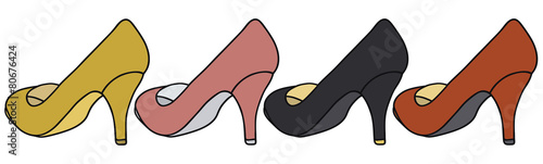 Hand drawing of four pumps