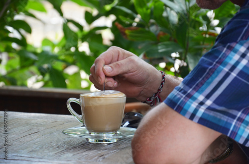 Drinking Hot Coffee in Garden