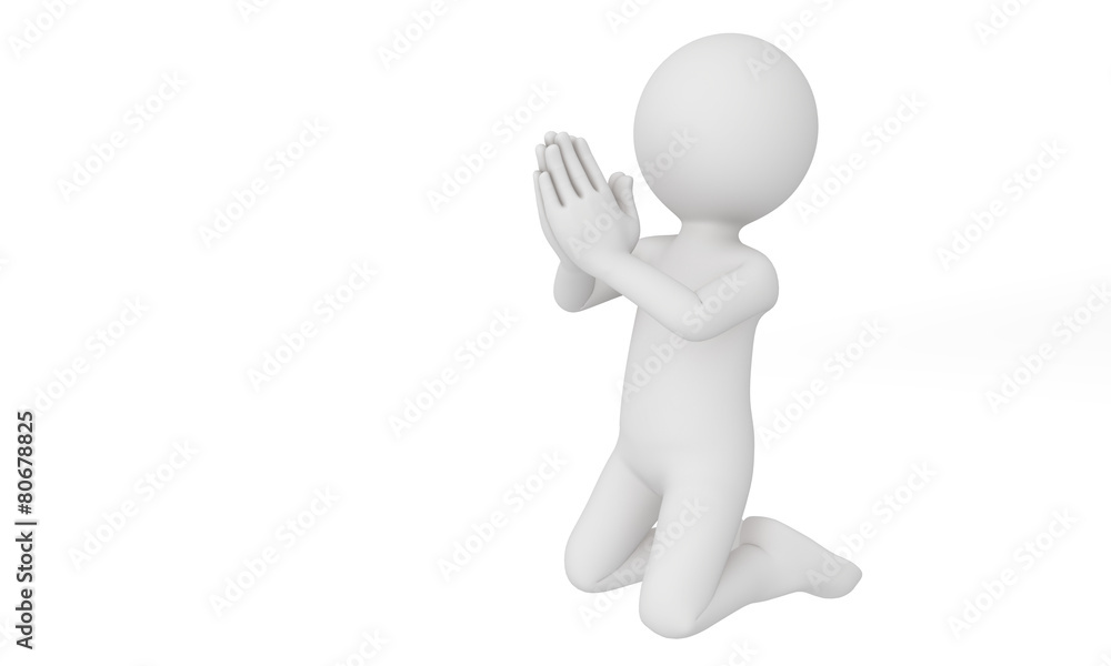 3d man praying isolated with white background 3d man praying isolated with white background