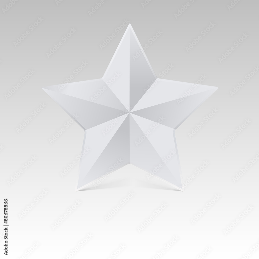 Obraz premium Five pointed star with shadow, white color.