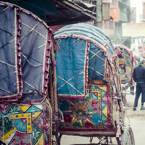 colorful nepalese rickshaw in the streets of kathmandu