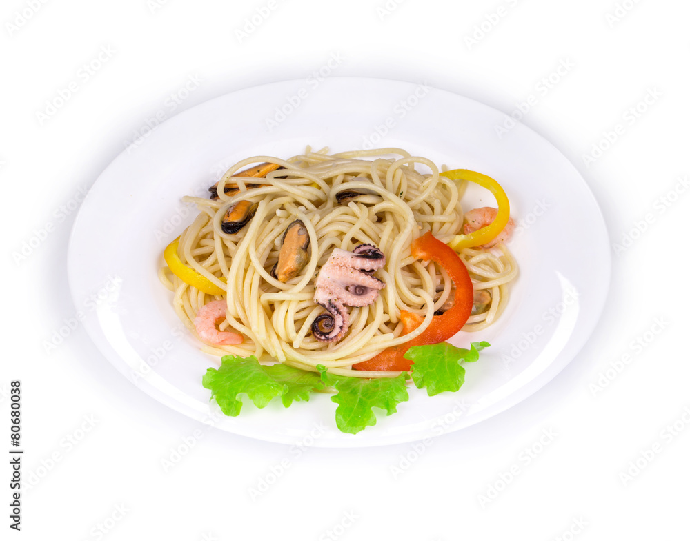 Tasty italian pasta with seafood as haute cuisine. Tasty italian pasta with seafood as haute cuisine.