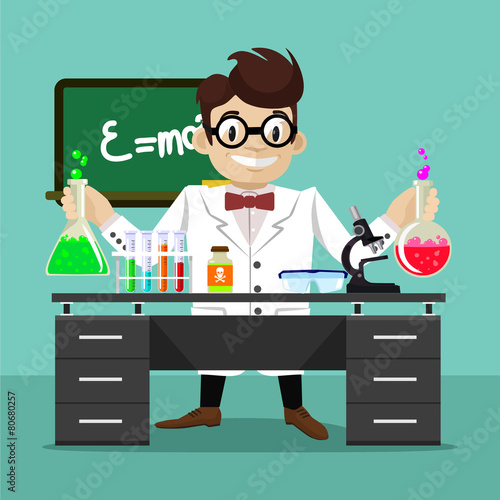 Vector flat scientist illustration