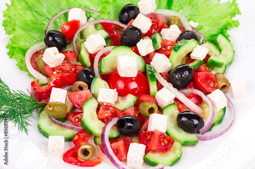 Close up of greek salad.