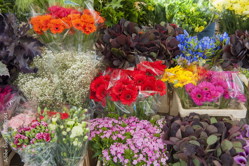 Cut flowers of a market stall