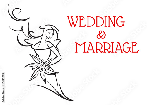 Marriage background with bride silhouette