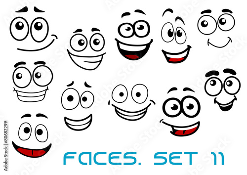 Funny happy faces cartoon characters