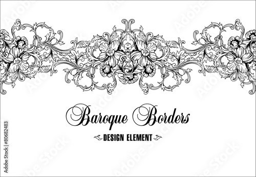 Ornamental border, frame. Baroque pattern. Vector seamless.