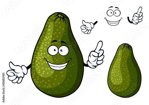 Smiling ripe green avocado fruit character