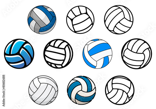 Volleyball balls in outline and cartoon style photo