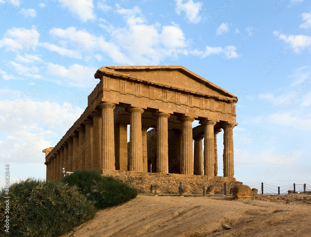 Facade of ruined ancient Greek temple