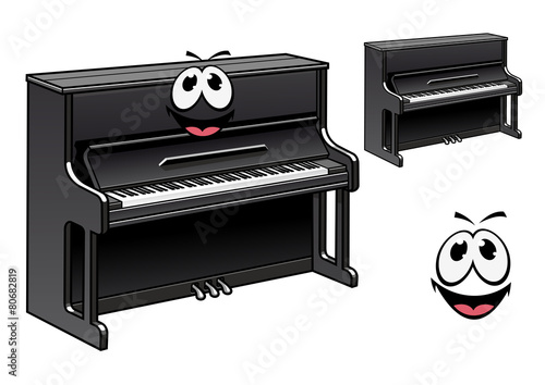 Cute black piano cartoon character