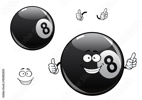 Cartoon billiards, snooker, pool eight ball character