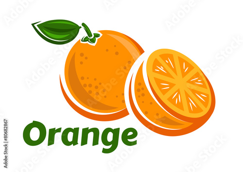 Whole and half of orange fruits