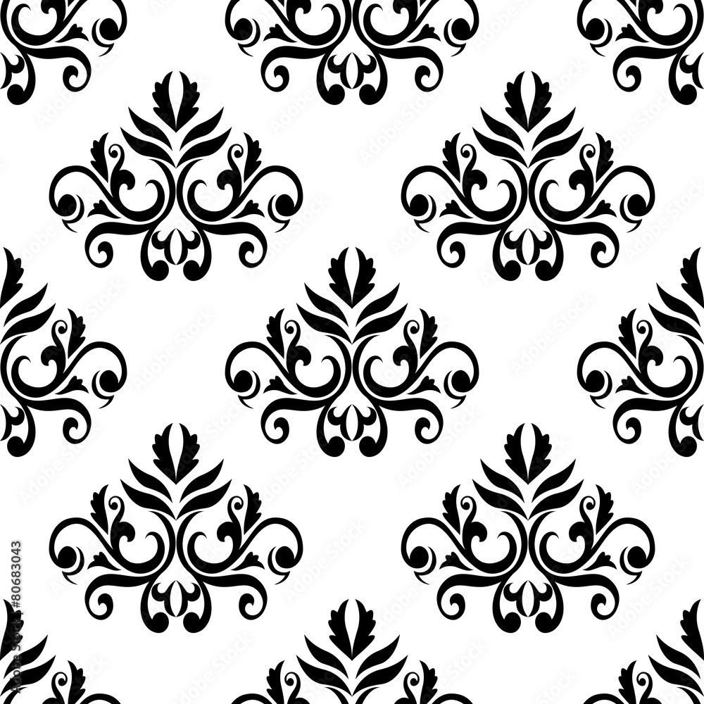 Leaves and tendrils compositions seamless pattern