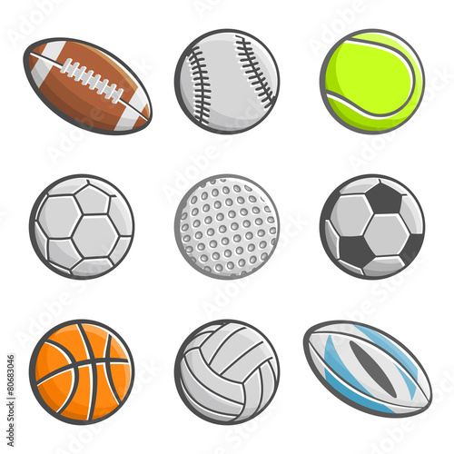 A set of images of sports balls