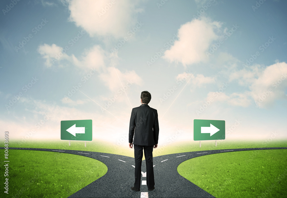 Businessman in front of a choice Businessman in front of a choice
