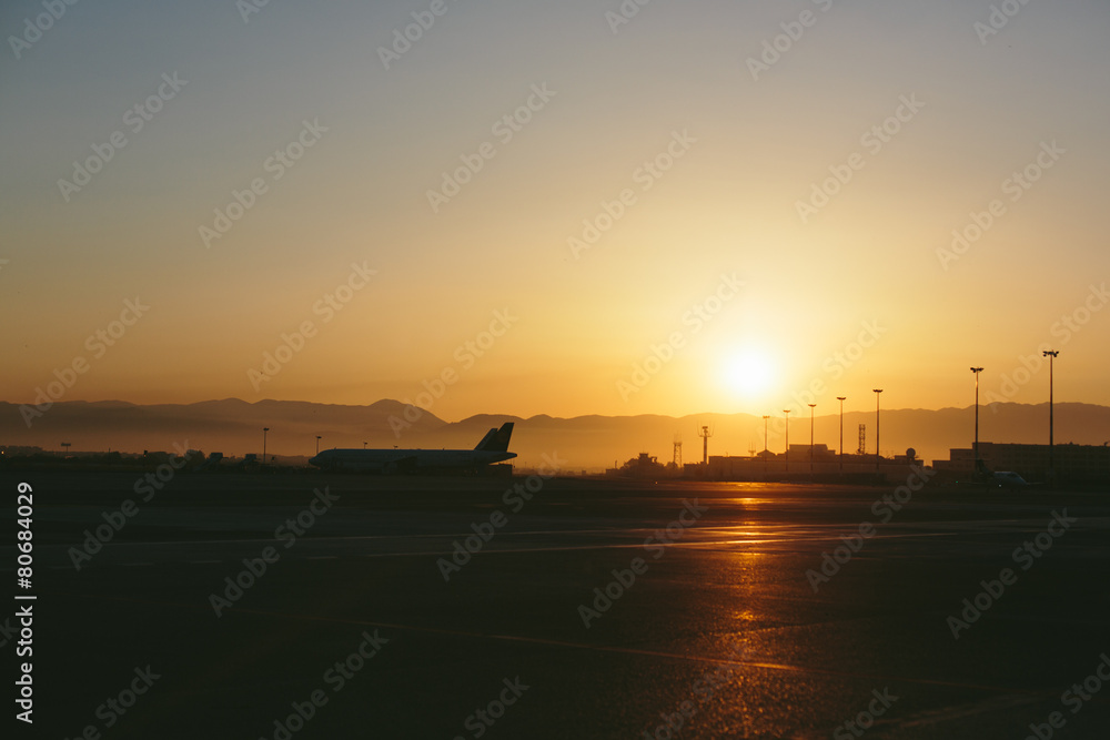 Fototapeta premium the airport at sunset