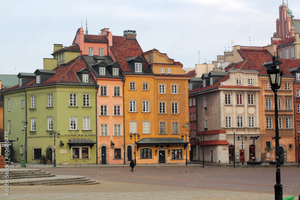 Obraz Buildings in Old Town. Warsaw, Castle Square. Poland.