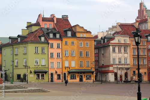 Buildings in Old Town. Warsaw, Castle Square. Poland.