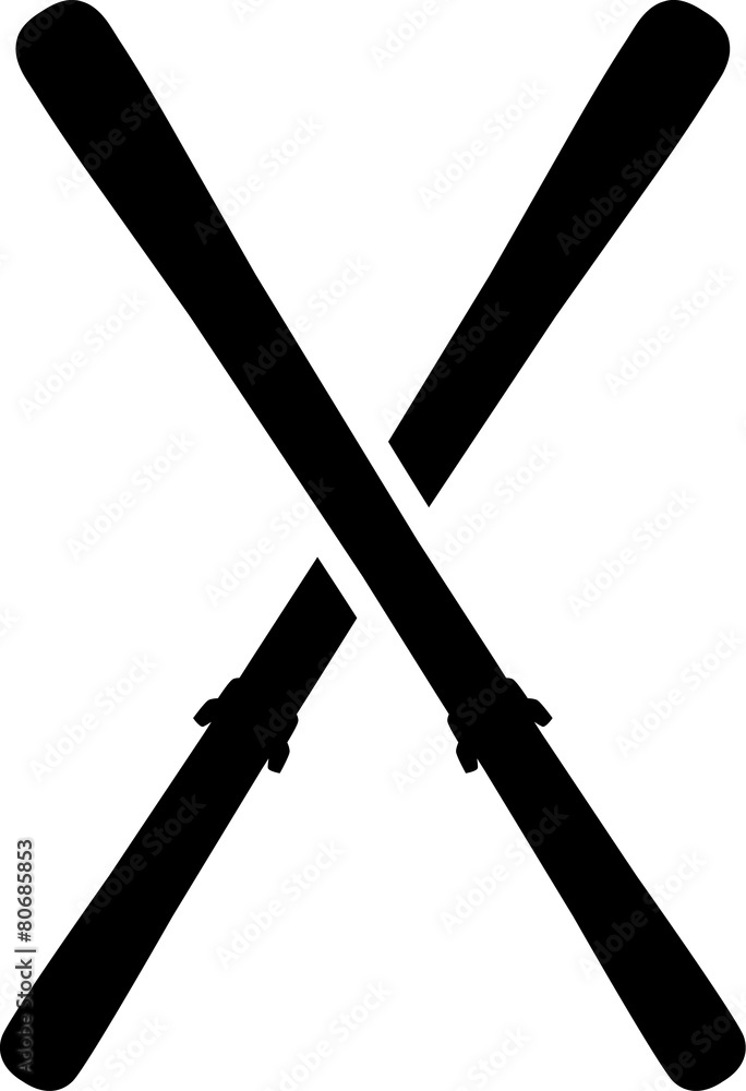 Skis Crossed Symbol - obrazy, fototapety, plakaty 