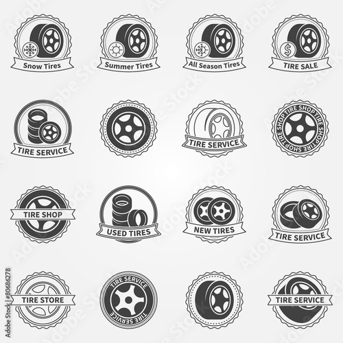 Tire vector emblems or labels