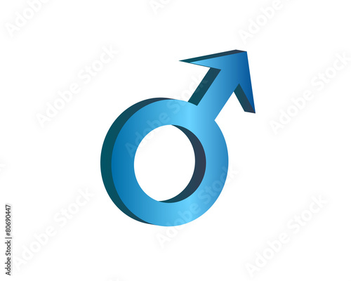 Male symbol in blue 3d