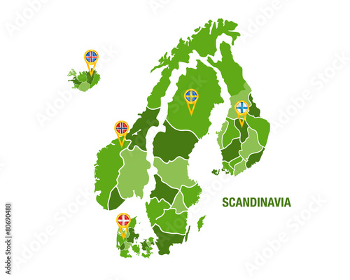 Scandinavia map with flags