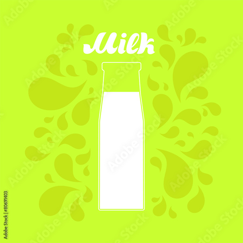 Milk in a glass bottle. Vector background.