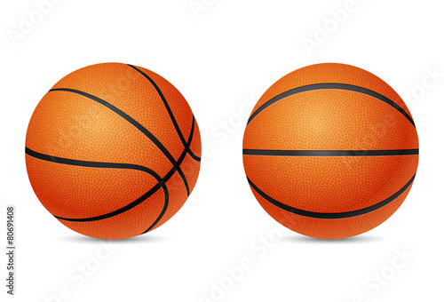 Basketball, front and half-turn view, isolated on white