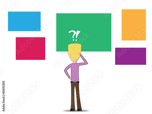 Blond guy character with color squares
