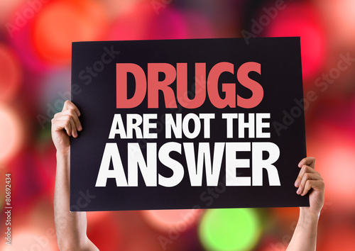 Fotografie Drugs Are Not The Answer card with beach background