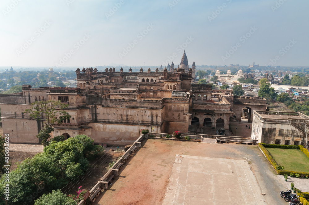 View of Raj Mahal palace from Jahangir Mahal or Orchha Palace