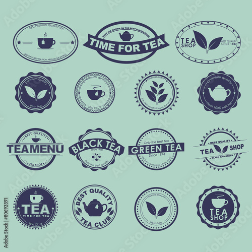 Set of vintage tea logos