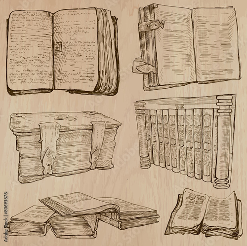 Books. Pack of an hand drawn vectors photo