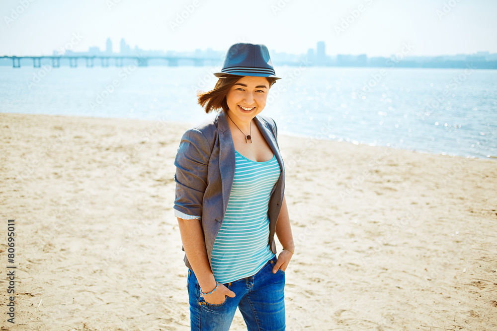 girl  on the sea beach