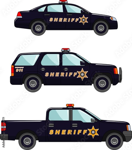 Sheriffs car on a white background in a flat style
