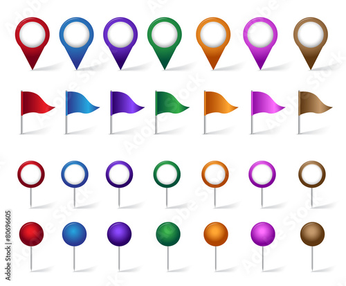 Colorful Set of Location, Travel and Destination Pin Icons