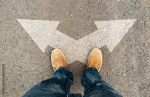 yellow boots on the road