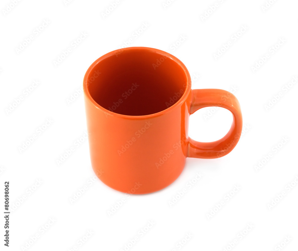 Empty orange tea or coffee cup isolated top view closeup Empty orange tea or coffee cup isolated top view closeup
