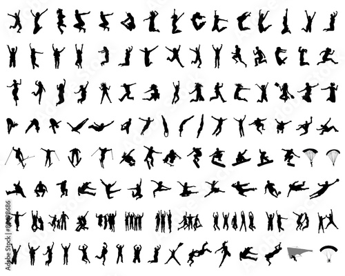 Silhouettes of people wich jumping and flying, vector
