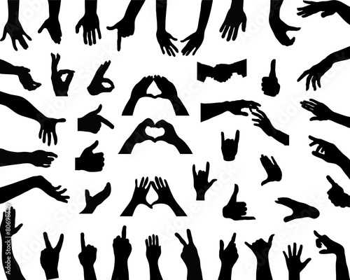 Silhouettes of hands, vector photo