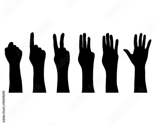 Silhouettes of hands which count , vector photo