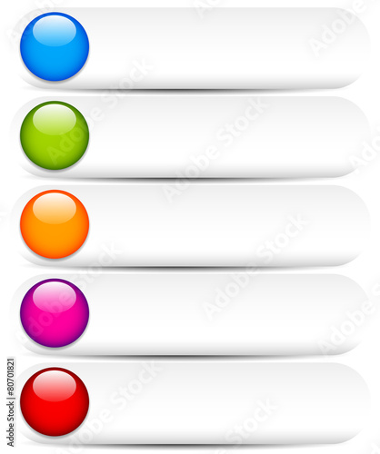 Blank White Buttons with Glossy, Colorful Circles. Buttons for U