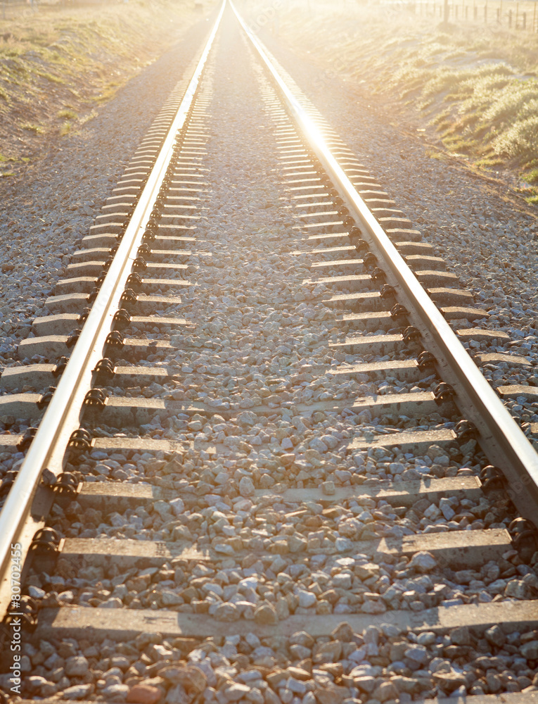 Railroad track sunlit